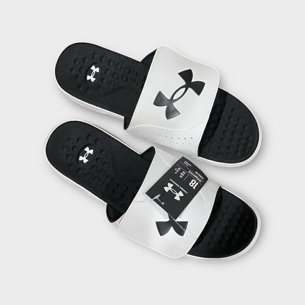 Under Armour Men's Ignite Pro Slide Sandal Black White Size 18